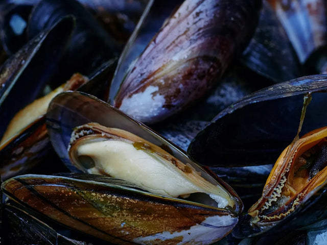 Open mussels in their shells
